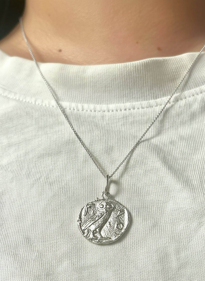 Athena’s Owl Pendant in Silver